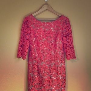 Coral short lace dress